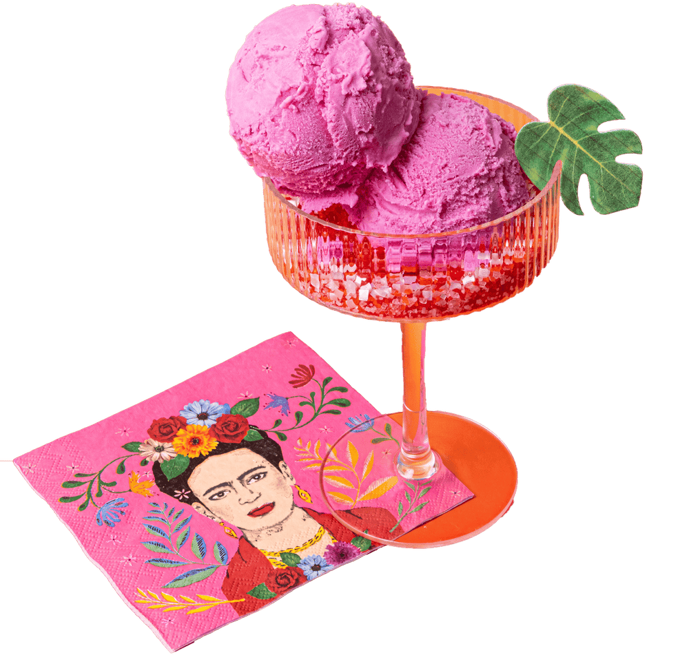 Cactus pear sorbet in a coupe glass